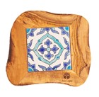 Olive Wood Trivet with Italian Tile 20cm x 20cm