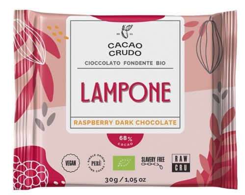 Raspberry 68% Chocolate Bar Raw Organic Cacao Crudo 30g