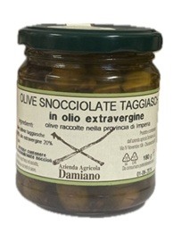 Pitted Taggiasche Olives in Extra Virgin Olive Oil Damiano 180g