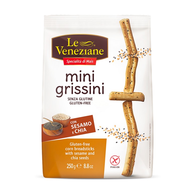 Grissini (Gluten Free) with Sesame &amp; Chia Seeds Le Veneziane 250g