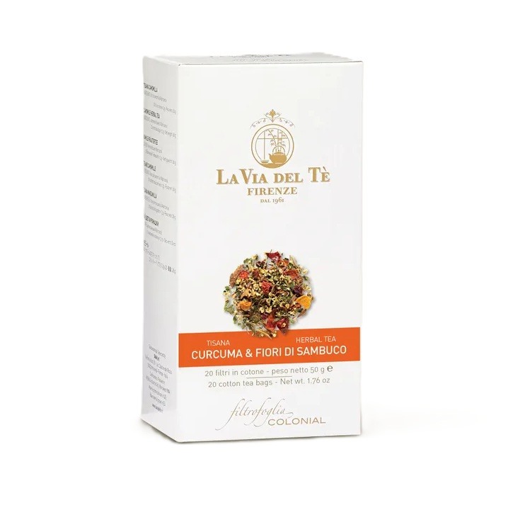 Turmeric &amp; Elderflower Herbal Tea Bags La Via Del Te 50g