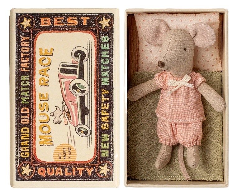Little Sister Olivia Mouse in Matchbox Maileg