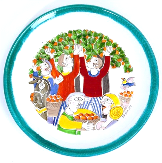 Round Folk Plate Fruit Pickers 35cm De Simone