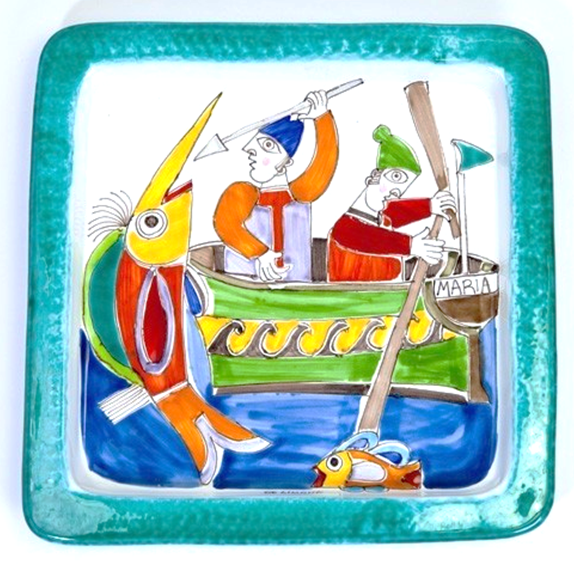 Square Plate Fishermen 28 cm De Simone